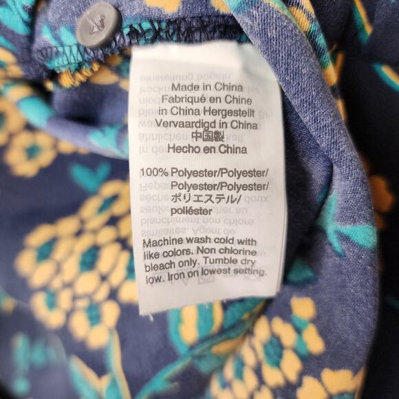 J. Crew Drapey Crepe Floral Wrap Blouse Women's S Navy Yellow V-Neck Top - Picture 6 of 8